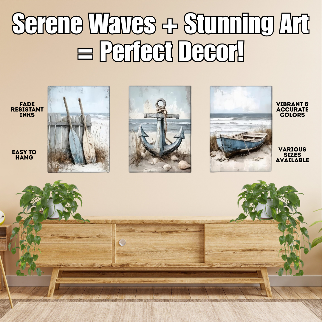 3pcs Nautical Beach Canvas Art (unframed)