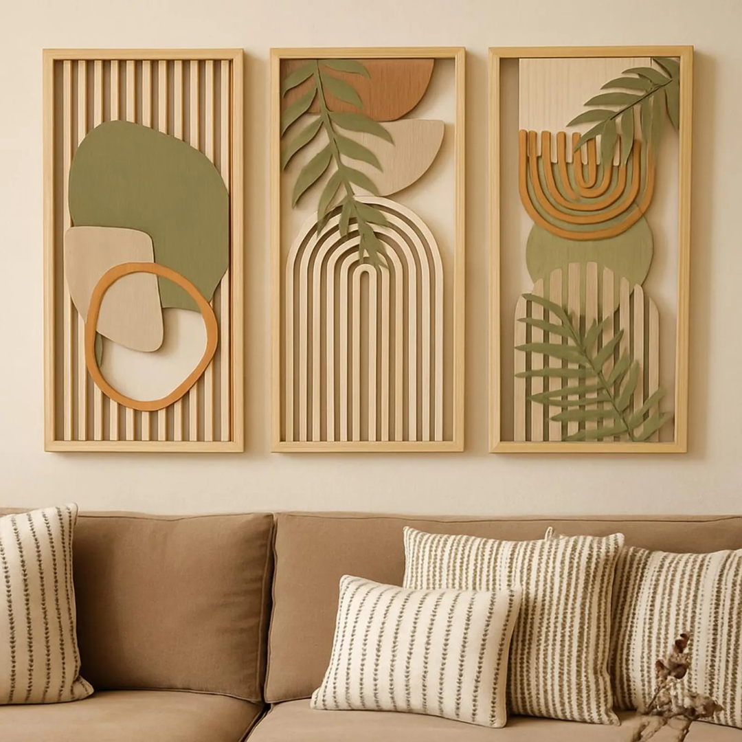 3PCS Abstract Wooden Art Set