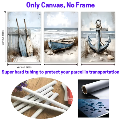 3pcs Nautical Beach Canvas Art (unframed)