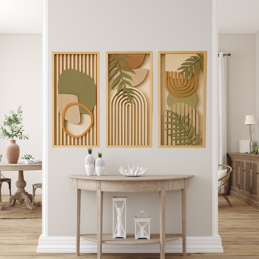 3PCS Abstract Wooden Art Set