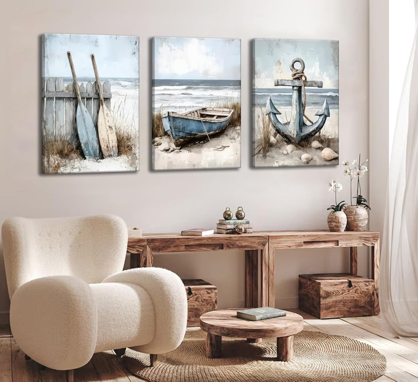 3pcs Nautical Beach Canvas Art (unframed)