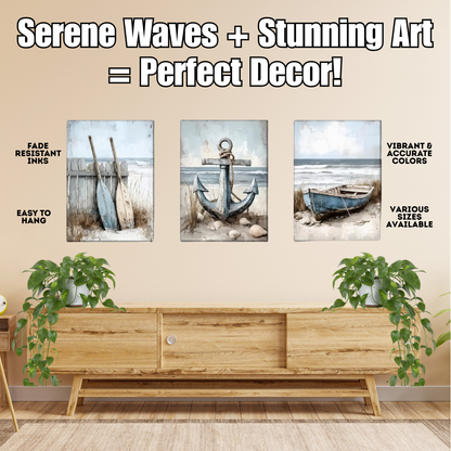 3pcs Nautical Beach Canvas Art (unframed)