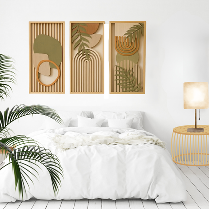 3PCS Abstract Wooden Art Set