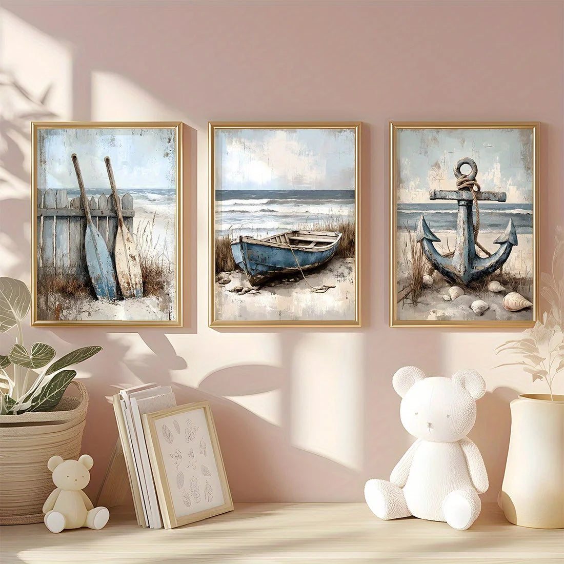 3pcs Nautical Beach Canvas Art (unframed)