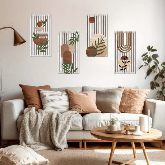 4pce Boho Style Wooden Wall Art