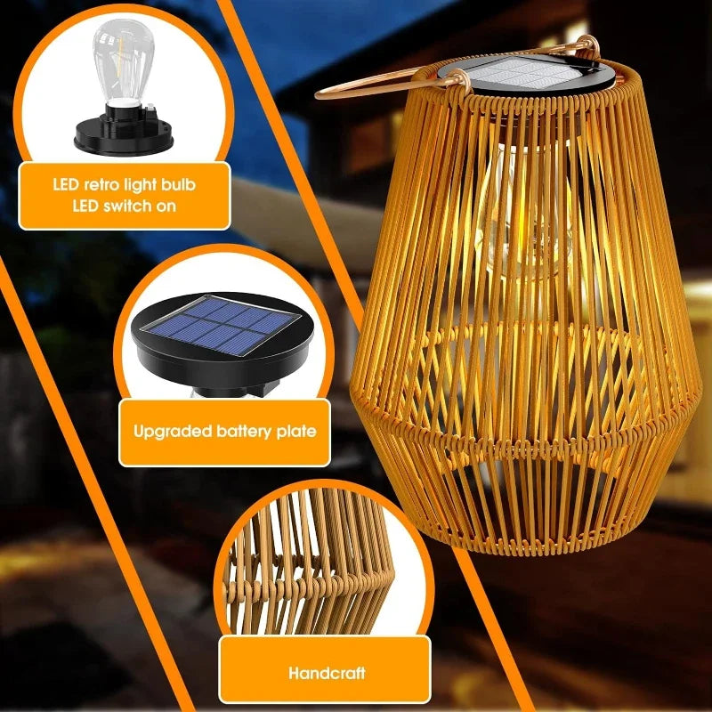 1PCS/2PCS Hand Woven Solar Lamp