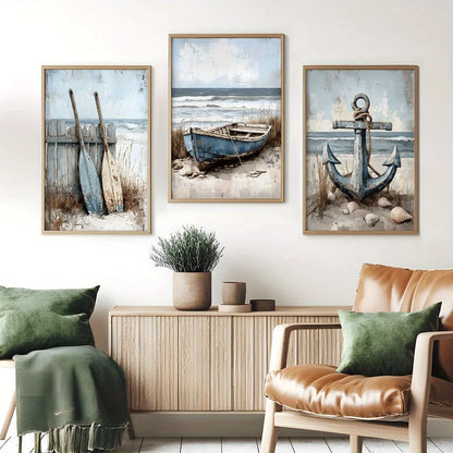 3pcs Nautical Beach Canvas Art (unframed)
