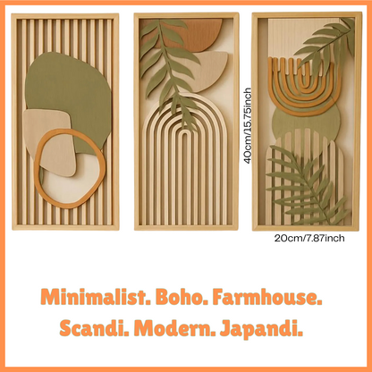 3PCS Abstract Wooden Art Set