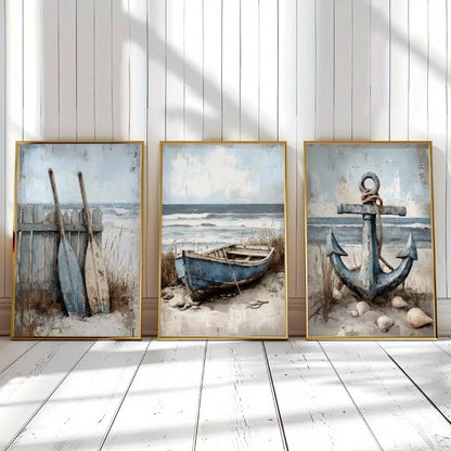 3pcs Nautical Beach Canvas Art (unframed)